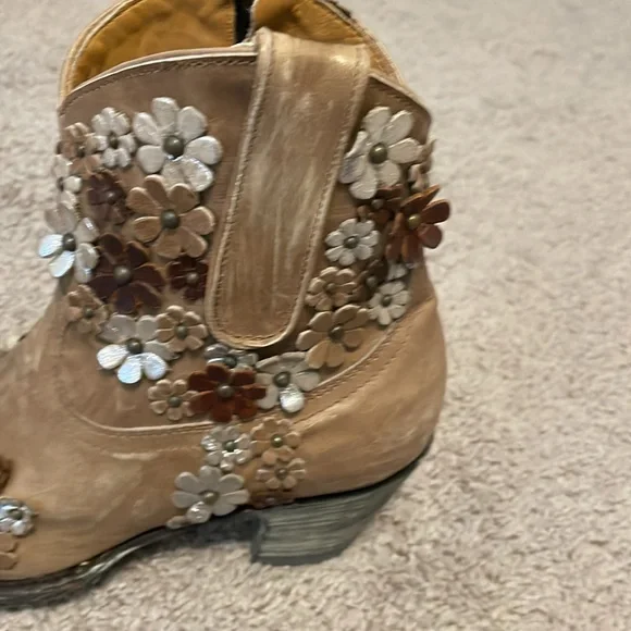 Brown Floral Embellished Ankle Boots by old gringo - Picture 4 of 6